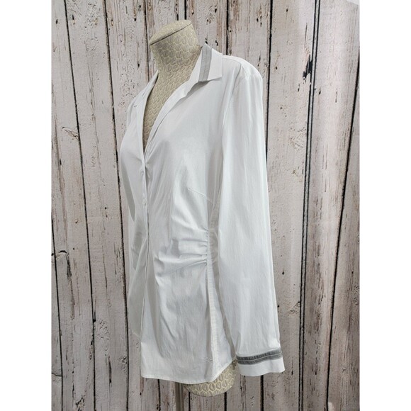 LM Women's Size 40 Marc Aurel White Classic Button Down Blouse Shirt Top EUC - Picture 7 of 15